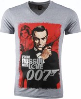T-shirt - James Bond From Russia 007 Print - Grijs