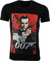 T-shirt - James Bond From Russia 007 Print - Zwart