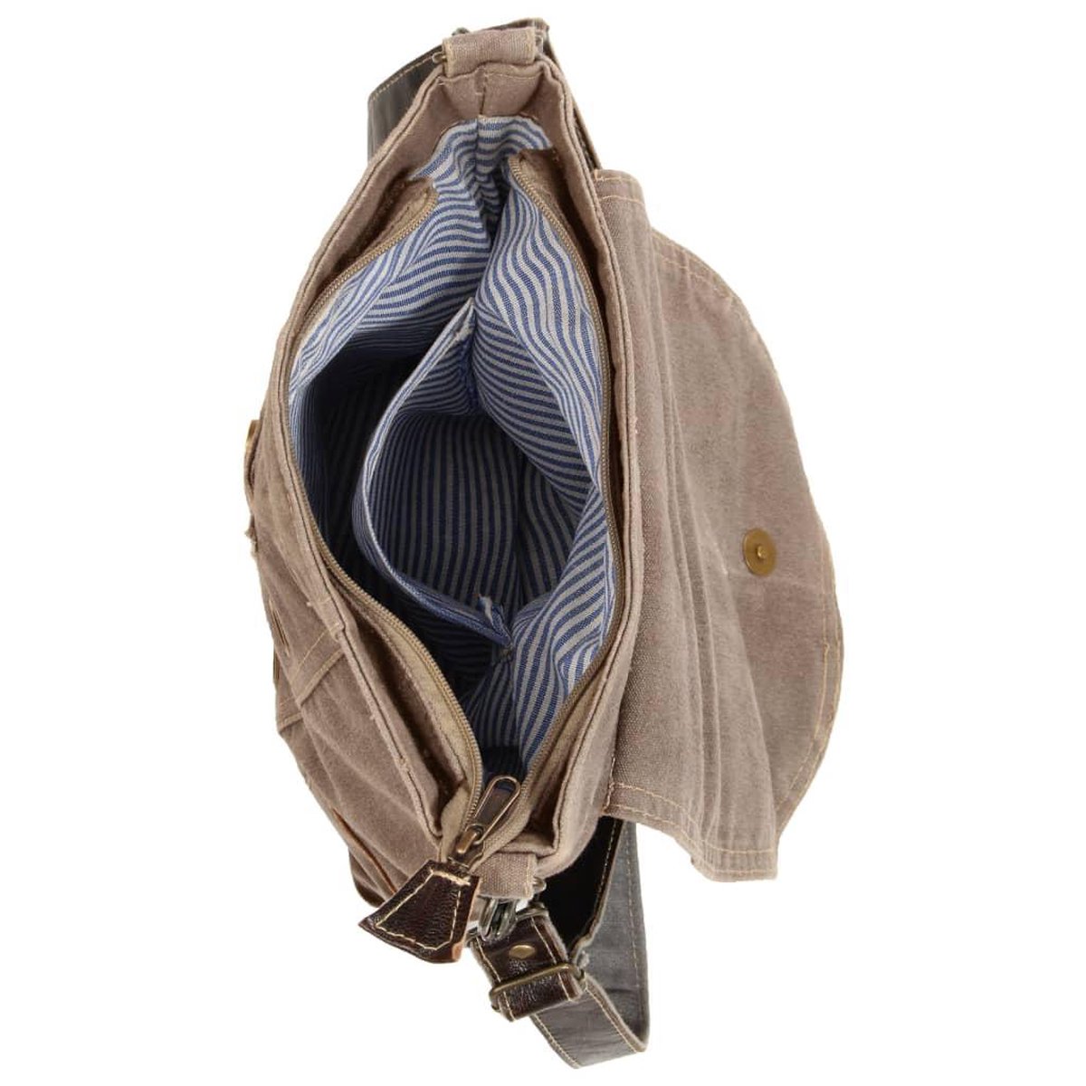 vidaXL Schoudertas 29x6x24 canvas en echt leer bruin vidaXL Schoudertas 29x6x24 canvas en echt leer bruin