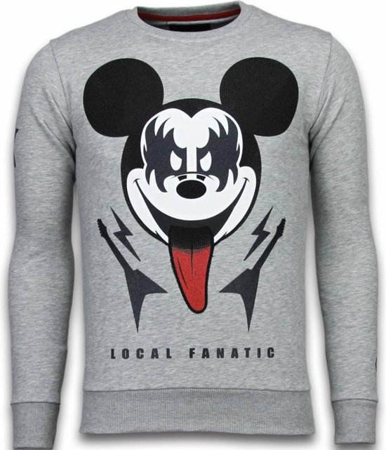 Kiss My Mickey - Rhinestone Sweater - Grijs