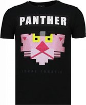 Panther For A Cougar - Rhinestone T-shirt - Zwart