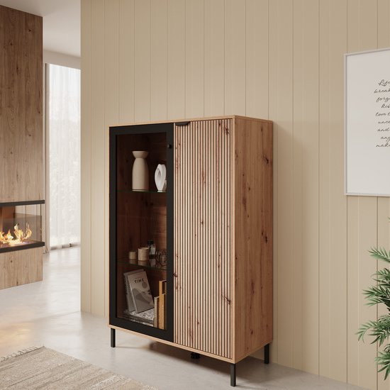 Meubella - Vitrinekast Malaika - Eiken - 93 cm