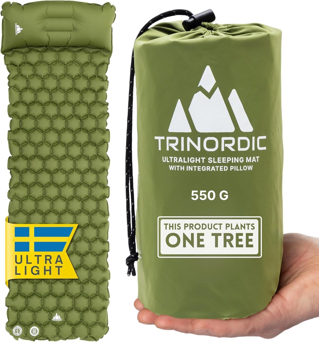 Ultralichte Opblaasbare Campingmat met Kussen - Ruimtebesparende Enkele Luchtmatras voor Outdoor Comfort