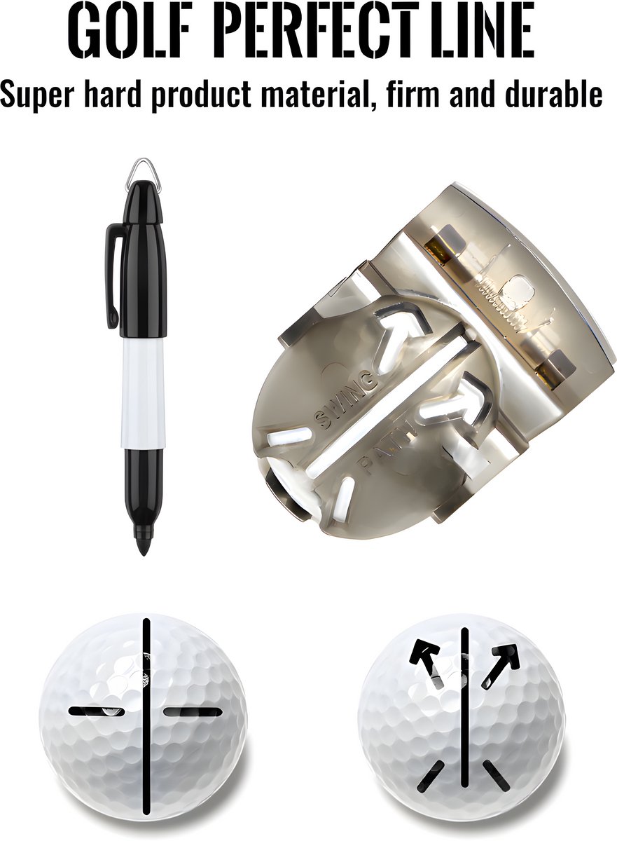 Stripe golfbal marker, zwarte golf pen, lijnmarker voor golf putting