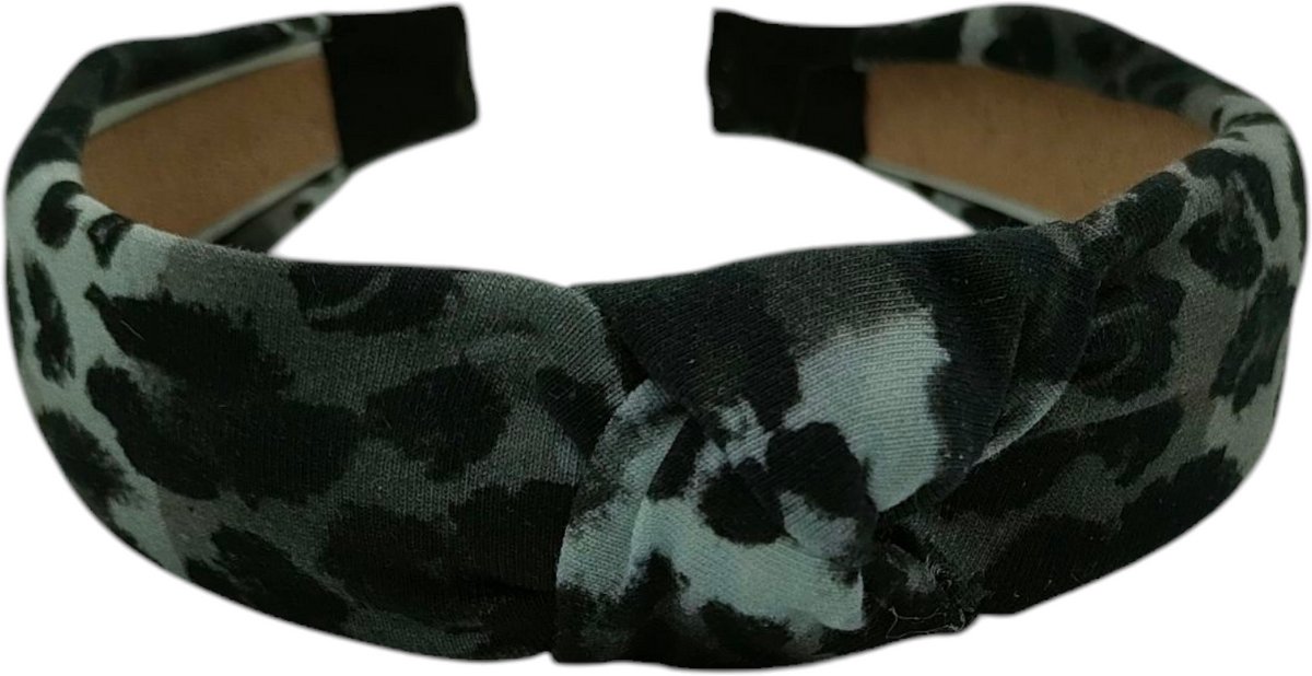 Diadeem - panterprint - zwart - knoop - haarband - one size - meisjes - vrouwen