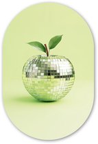 Muurovaal 80x120 cm - Ovale wanddecoratie Groen - Disco - Decoratie - Appel - Ovalen schilderij - Muurdecoratie woonkamer - Kamer decoratie - Schilderijen - Wandcirkel