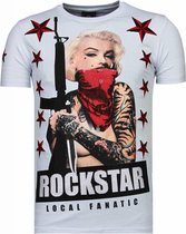 Marilyn Rockstar - Rhinestone T-shirt - Wit