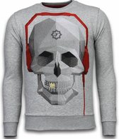 Skull Beat - Rhinestone Sweater - Grijs