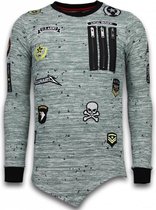 Local Fanatic Longfit Asymmetric Embroidery - Sweater Patches - US Army - Groen - Maten: XXL