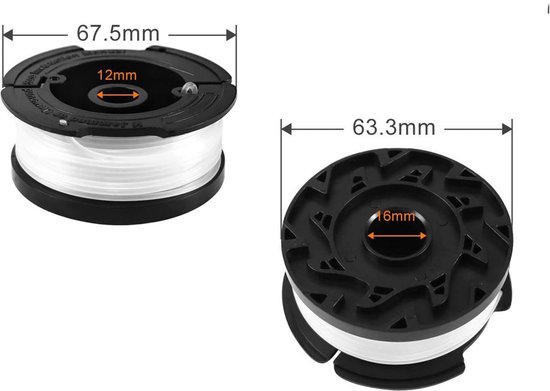 Draadspoelen geschikt voor Black en Decker Grastrimmer, 3 Stuks Grastrimmer Spoelen, Lengte 9,15 m, Diameter 1,65 mm met Spoelafdekking en Veer van GoSupreme — afbeelding 2