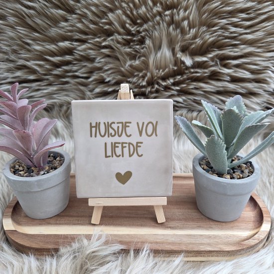 Foto: Robuust wenstegeltje huisje vol liefde hip trendy tegeltje tegeltje met spreuk keramiek 10x10 cm wanddecoratie cadeau voor nieuwe woning housewarming of gezinscadeau sfeervol en persoonlijk vriend in zomaar trendy nu