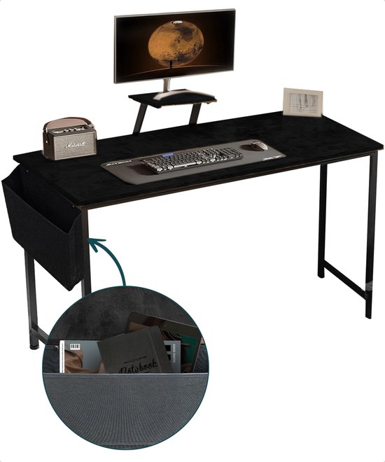 BAUER & MEYER® Bureau - Bureau Zwart - Computerbureau - Computer tafel - Bureautafel - Desk - 100 x 50 x 76 cm - Hout look - Zwart