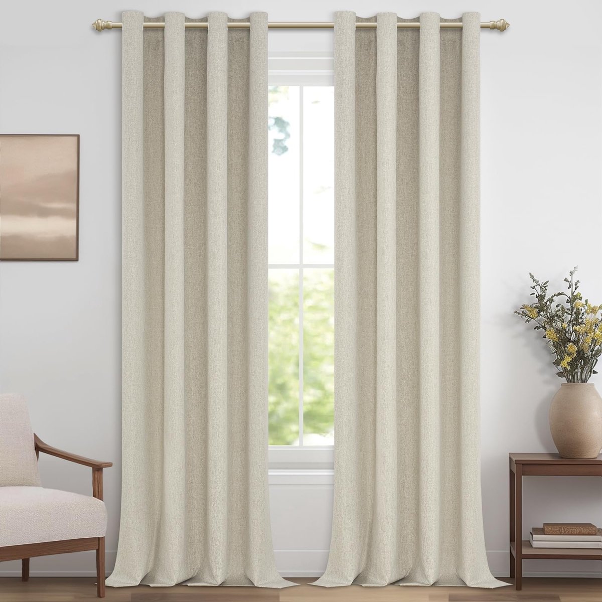 Unyqoos Stijlvolle Verduisteringsgordijnen met Thermische Isolatie voor Optimale Privacy en Comfort beige