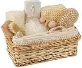 Croll & Denecke Rietenmand Badkamer Geschenk set – 8-Delig – Met sponsen en borstels – Wellness pakket