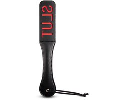 BDSM Paddle SLUT – Zwart/Rood – PU Leer – Ondeugend Spanking Accessoire voor Rollenspel & Dominantie