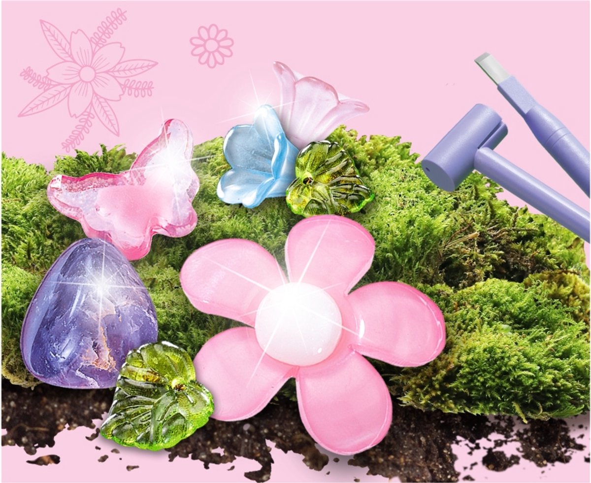 KOSMOS Dig Out Fairy Treasure - Opgravingsset - Graaf Een Feeënschat Op - Maak Je Eigen Feeënarmband - Inclusief Amethist, Bloemenkralen en Haaraccessoire - STEM Speelgoed - Vanaf 7 Jaar — afbeelding 4