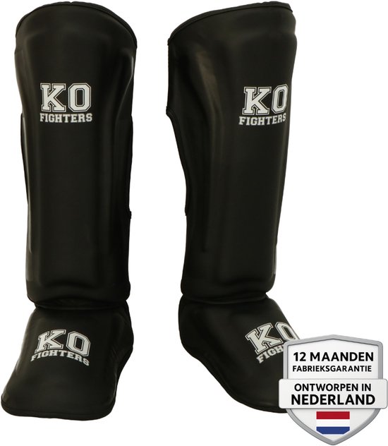 KO Fighters - Protège-tibias - Kickboxing - Kick Machine - Zwart - XL
