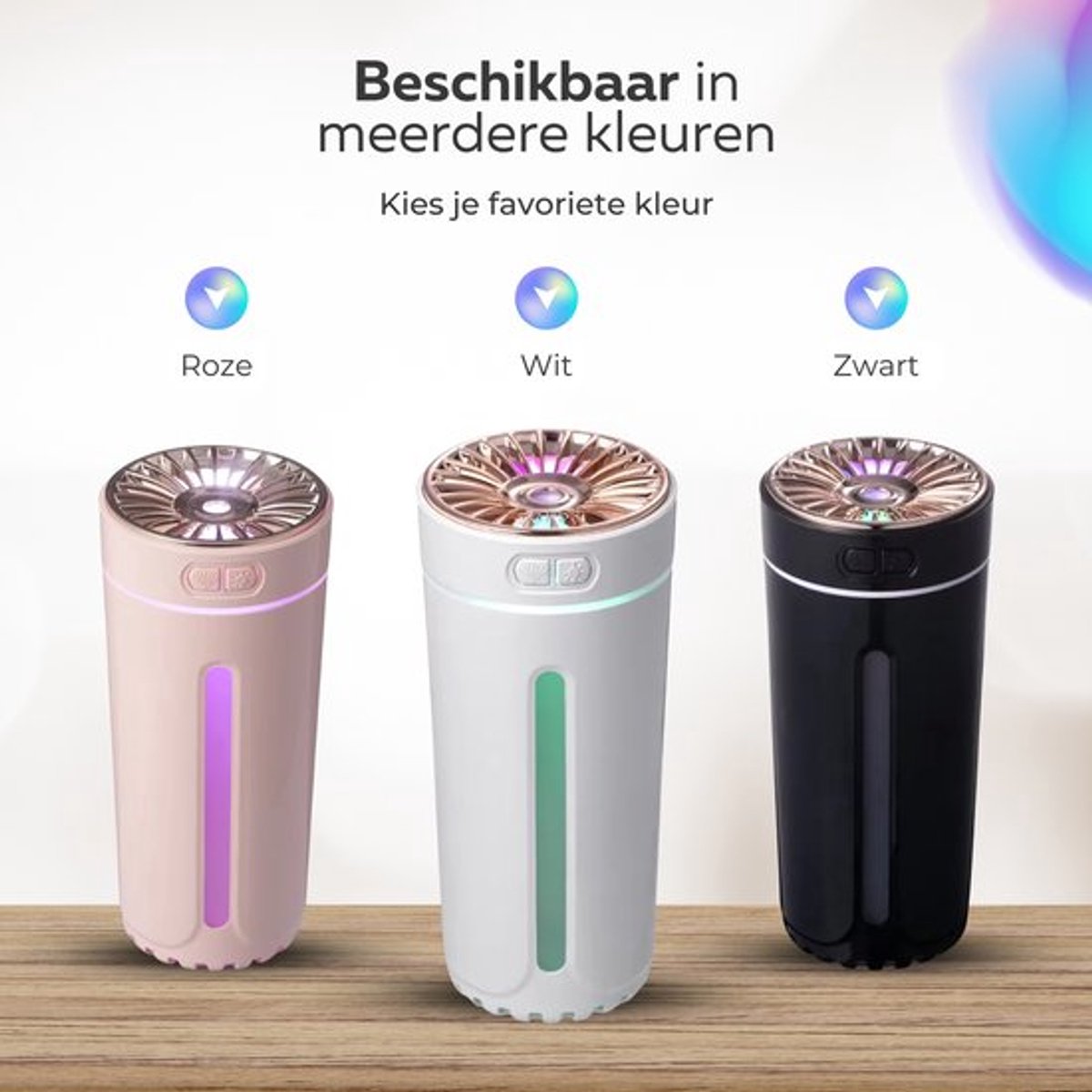 COCHO® Aroma Diffuser Draadloos 300ML - USB Humidifier - Luchtbevochtiger Met ultrasone - Roze met led-verlichting - Voor kantoor, thuis, in de auto — cadeau in Wonen & Interieur - foto 2