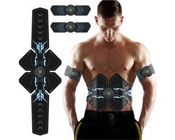EMS Buikspiertrainer – Elektrische Spierstimulator voor Buik, Armen & Benen – Buikspier Apparaat met 6 Programma’s & 9 Intensiteiten – AB Trainer - Tens Apparaten - Thuis Fitness – Afvallen Buik – Unisex – Oplaadbaar & Draadloos