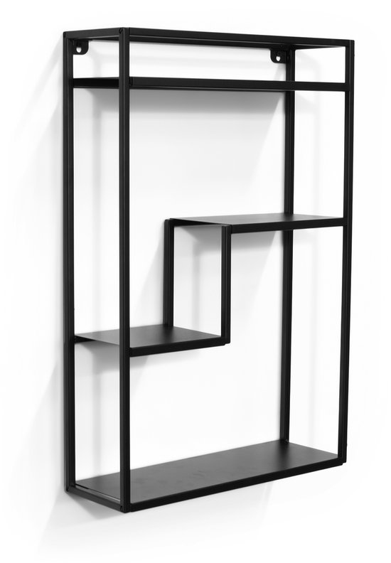 MIKA Wandrek / Keukenrek Metaal Zwart – Industrieel - 45 x 60 x 13 cm - Staal