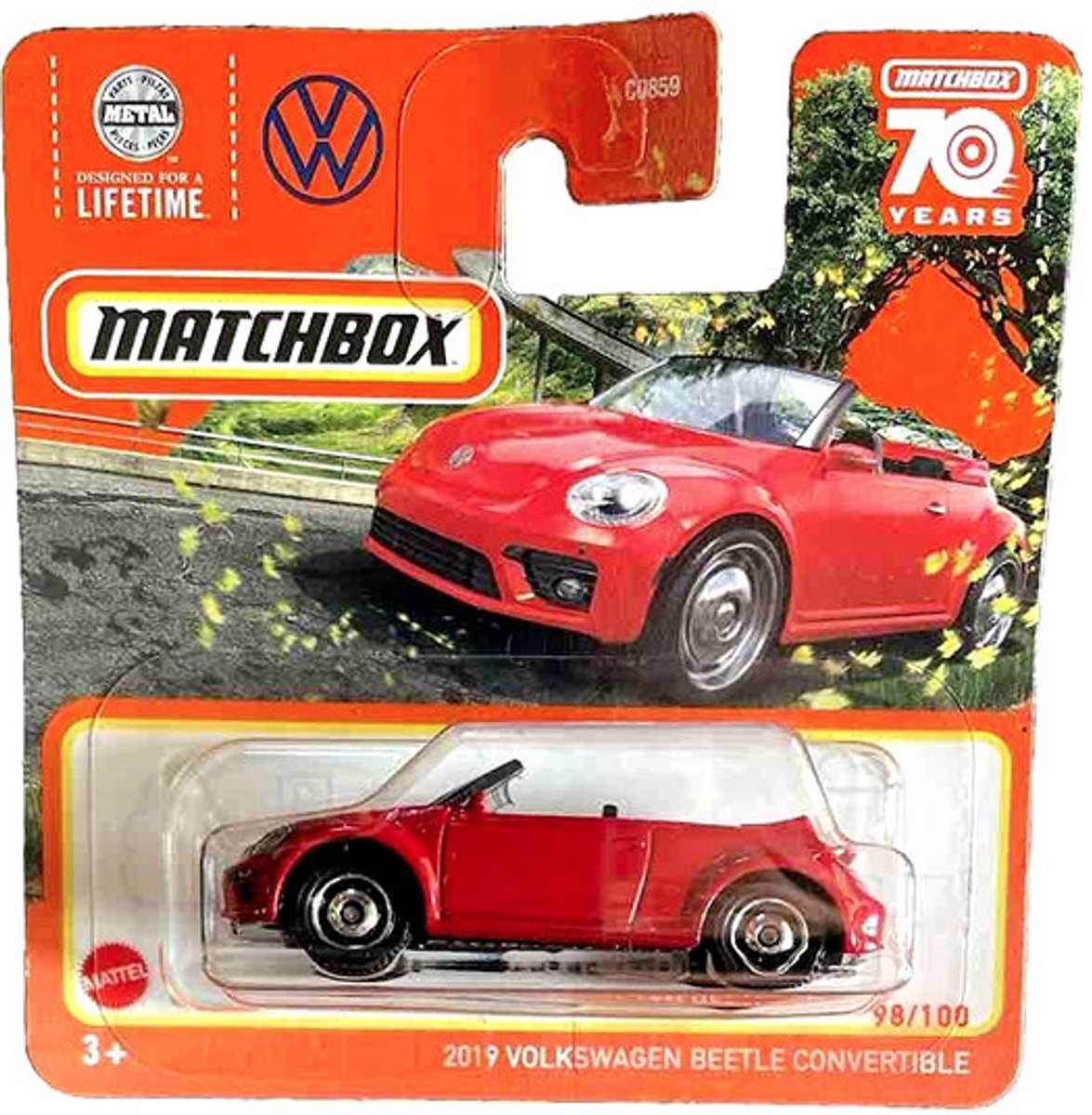 MATCHBOX 2019 VOLKSWAGEN BEETLE CABRIO CONVERTIBLE RED 98/100 1:64