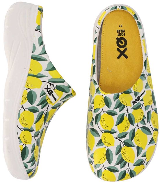 Sabot de jardin XQ pour femme - Imprimé agrumes jaunes - Taille 38