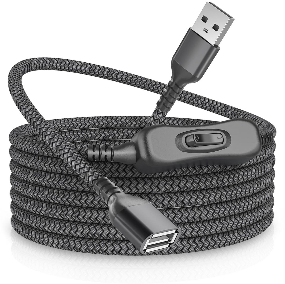 USB verlengkabel met schakelaar 10FT - Ideaal voor LED lampen en ventilators