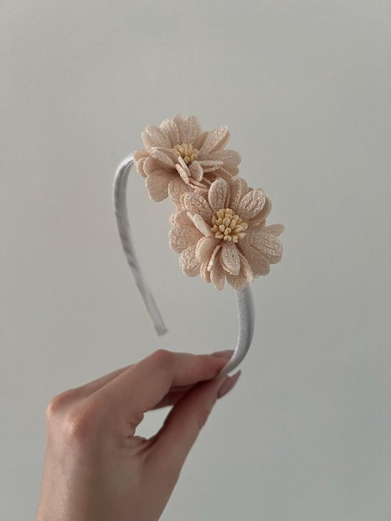 HipByLynn - Diadeem Bloem - Haaraccessoires - Haarbandje - Beige - Haaraccessoires - Kinder haaraccessoires - Diadeem
