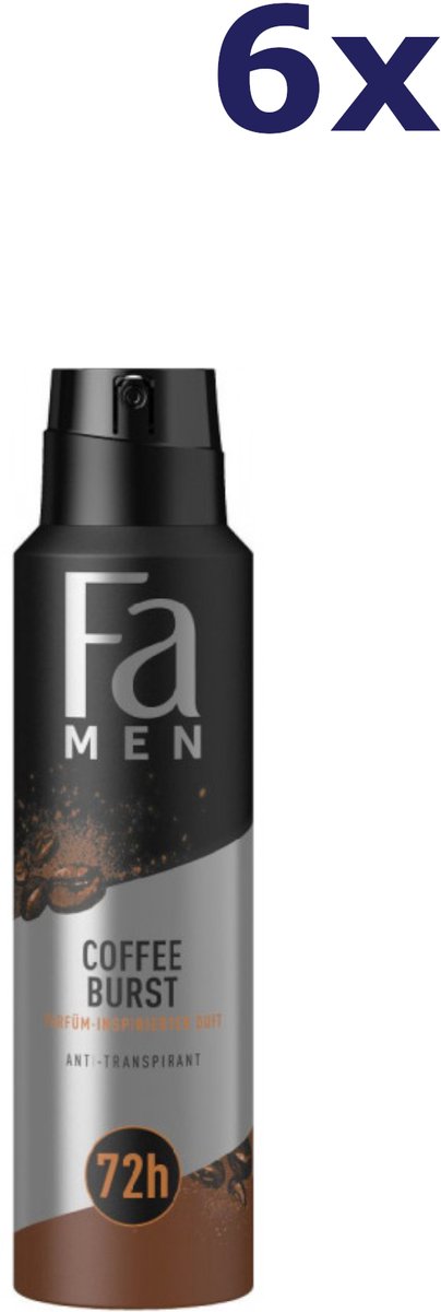 Goedkoopste 6x Fa Deospray Men – Coffee Burst 150 ml