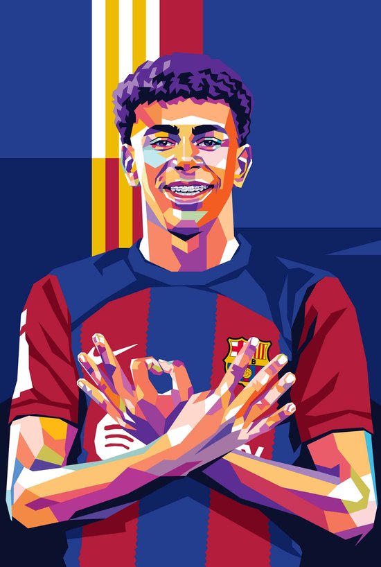 Affiche Lamine Yamal - Pop Art - Voetbal - Sport - Footballeur - Coloré - Cool - Iconique - posters - format 30x40cm - Décoration murale - 4791