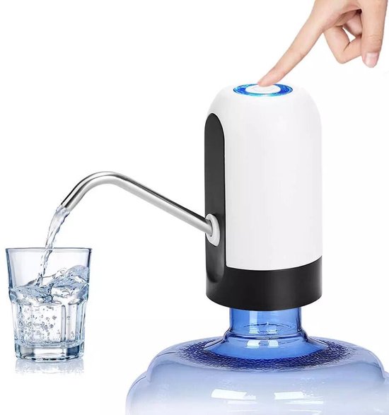 Pompe à eau électrique Bouteilles - Rechargeable par USB - 20 L/5 min - Avec bec verseur en acier inoxydable - Pour Bouteilles de 19 L - Wit/ Zwart