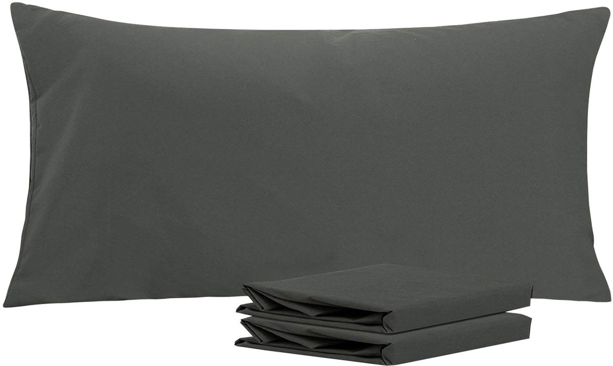 Ibenzoa Set van 2 Kussenslopen 40x80 cm – Zachte Microvezel, Donkergrijs zwart