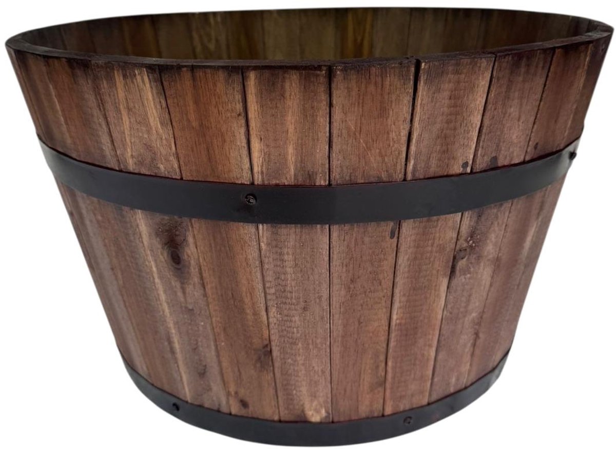 Plantenbak van Bruin Acaciahout – 46x28 cm – FSC-gecertificeerd – Grote Houten Kuip voor Binnen en Buiten