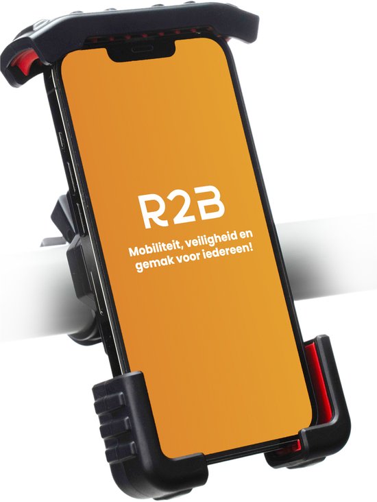 R2B Robuuste Telefoonhouder Fiets, Motor en Scooter - Safety Lock - Gsm Houder Fiets - Fietshouder - Fiets Telefoonhouder - Smartphone Houder Fiets - Accessoires - Phone Holder Bike