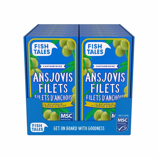 Fish Tales - Ansjovisfilets - 12 pack - Olijfolie - 45g - MSC