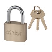 Cadenas Steier KSD-50 – 50 mm – Massief massif – 3 clés – Nickel satiné