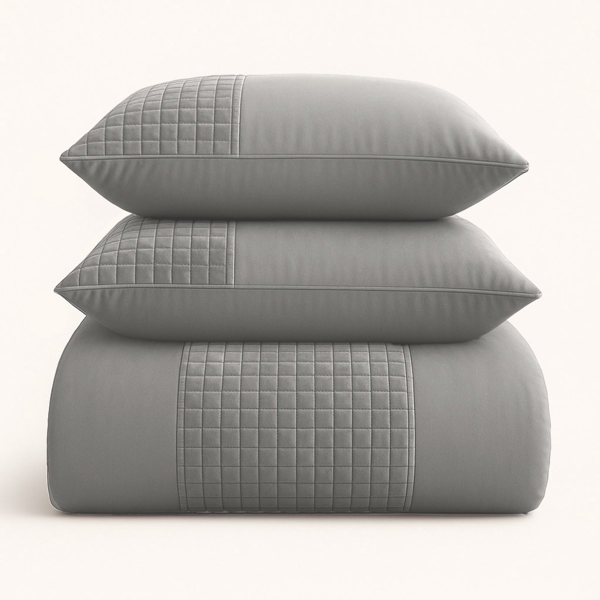 Velvet Dekbedovertrek 240x200/220 – Border Design – Zacht & Luxe – 2 Kussenslopen 60x70 – Zandgrijs – Y-NOT