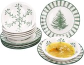 12-delig servies bosgroen steengoed voor 6 personen - 23105888 & 2310587