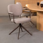 Chaise de salle à manger Basel LABEL51 - Grijs - Tissu - Cadre bronze - Chaise - Chaise de salle à manger normale