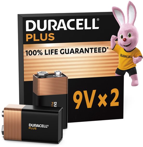 Duracell Plus 9V - alkaline batterijen - 6LR61 - 2 stuks