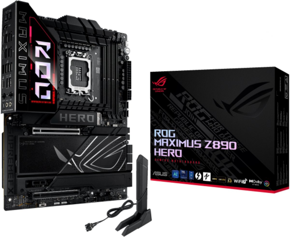 ASUS ROG MAXIMUS Z890 HERO moederbord RAID, 2.5Gb-LAN, 5Gb-LAN, WIFI, BT, Sound, ATX