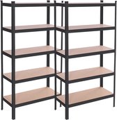 Springos Opbergrek - Stellingkast - 675 KG - Metaal - 675 KG - Zwart - 150 x 75 x 30 cm - 2 Stuks