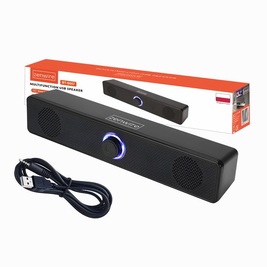 Mini soundbar - Zenwire - BT-S057 - AUX-USB 3.0/2.0 - Mini Jack 3,5 mm - Speaker - Soundbar voor Tv - Subwoofer - Compatibel met Windows, Mac, Android, iOS, Linux