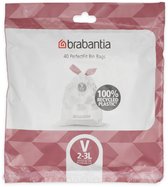 Brabantia PerfectFit sac poubelle avec fermeture code V, 2-3 litres, 40 pcs/distributeur - White