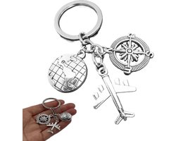 Travel Around The World Sleutelhanger – Met Vliegtuig, Kompas & Wereldbol – Reissleutelhanger – Zilver – Cadeau voor Reisliefhebbers & Backpackers Travel Around The World Sleutelhanger – Met Vliegtuig, Kompas & Wereldbol – Reissleutelhanger – Zilver – Cadeau voor Reisliefhebbers & Backpackers