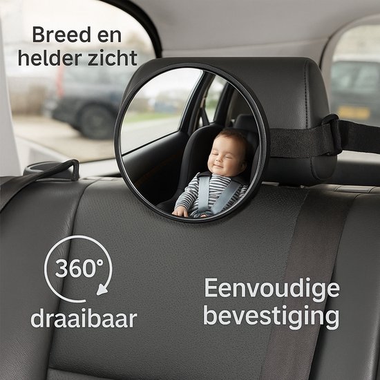 Baby Autospiegel voor Achterbank - 360° Verstelbare Veiligheidsspiegel - Brede Kijkhoek voor Auto - Veilig Rijden met Baby in Achteruitkijkspiegel van Merkloos — afbeelding 3