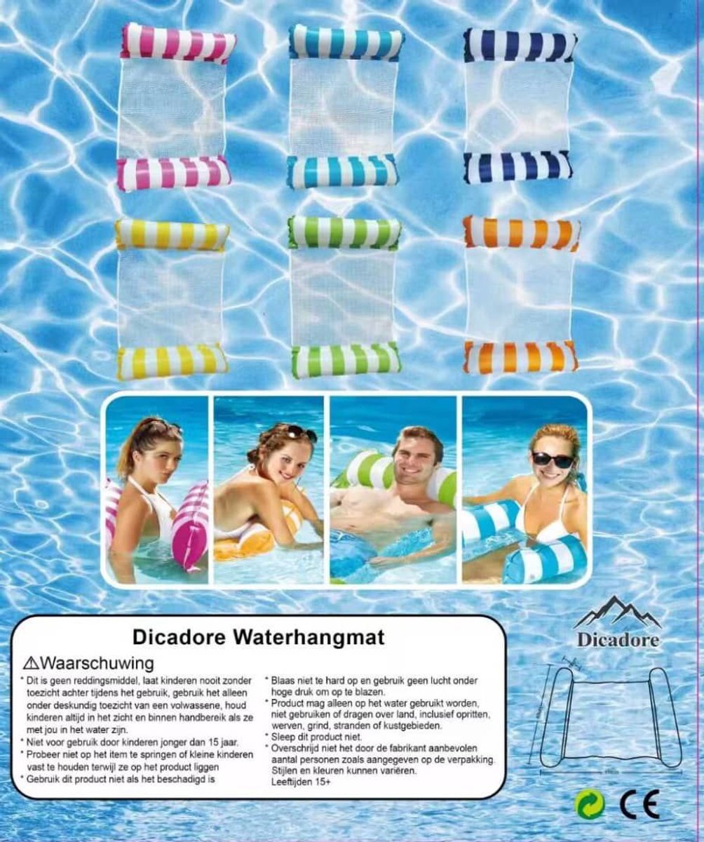 Dicadore - Luxe Waterhangmat - Luchtbed Zwembad - Luchtmatras opblaasbaar - Groen - Zwembad/Strand - Waterspeelgoed - Vakantie — afbeelding 8