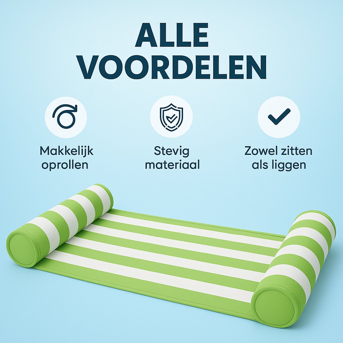 Dicadore - Luxe Waterhangmat - Luchtbed Zwembad - Luchtmatras opblaasbaar - Groen - Zwembad/Strand - Waterspeelgoed - Vakantie — afbeelding 5