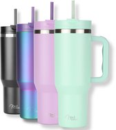 Milu Dubbelwandige Thermobeker 1200 Ml Met Rietje En Handvat - Crème