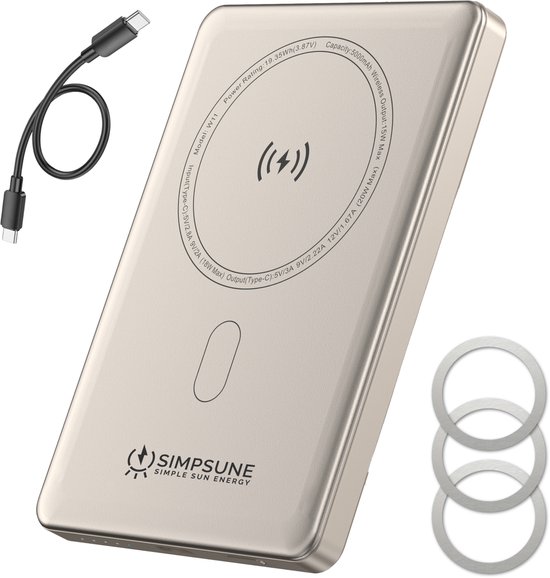 Simpsune MagSafe Powerbank 5000mAh 20W Zwart - Simpsune - €27,95